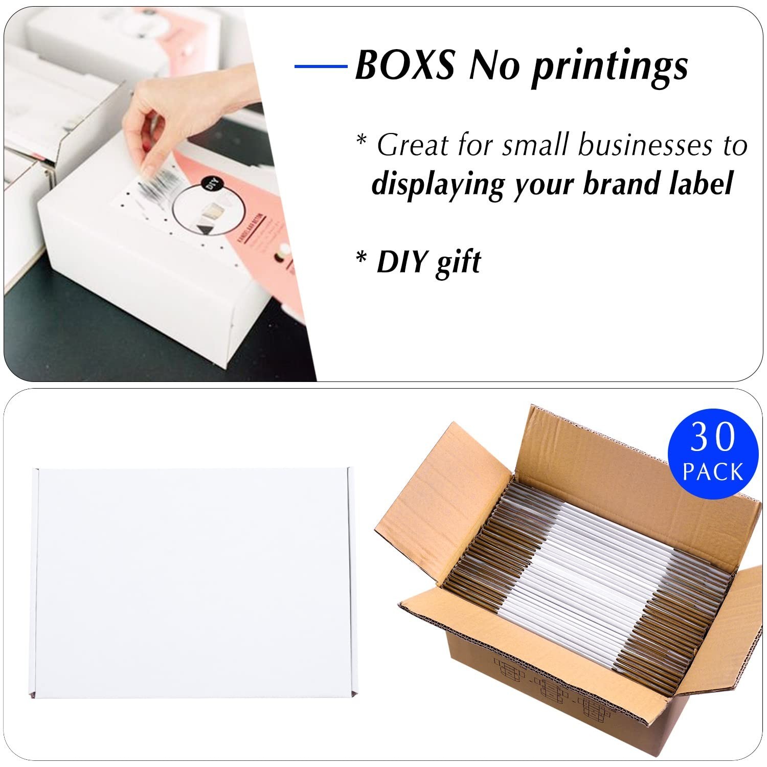 11x8x2 White Cardboard Boxes 30 Pack, Shipping Boxes for Small Business Maili…