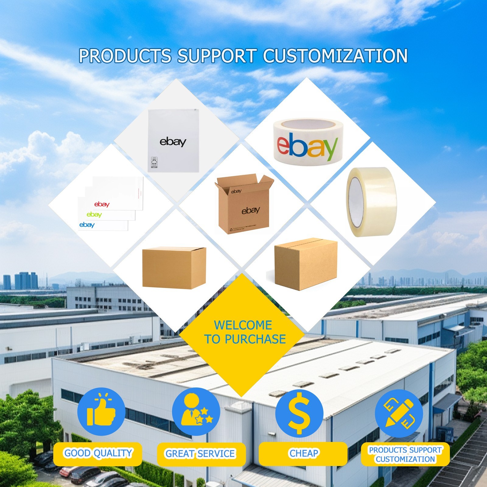 50pcs pack 12 “x 6″x 6” Shipping Packing corrugated cardboard boxes color logo