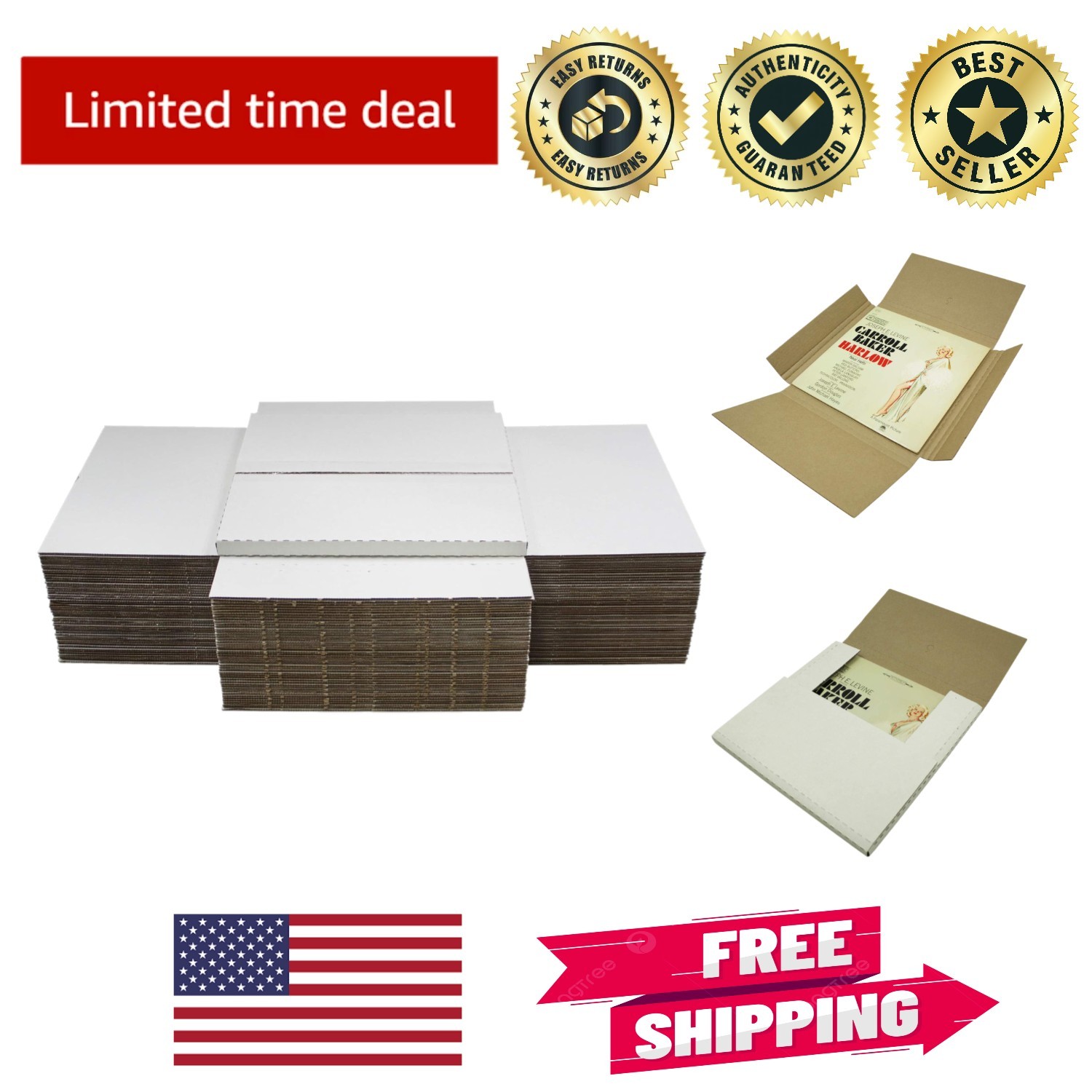 Durable 10-Pack Vinyl Record Shipping Mailers – Fits 1-3 LPs – Made in the USA