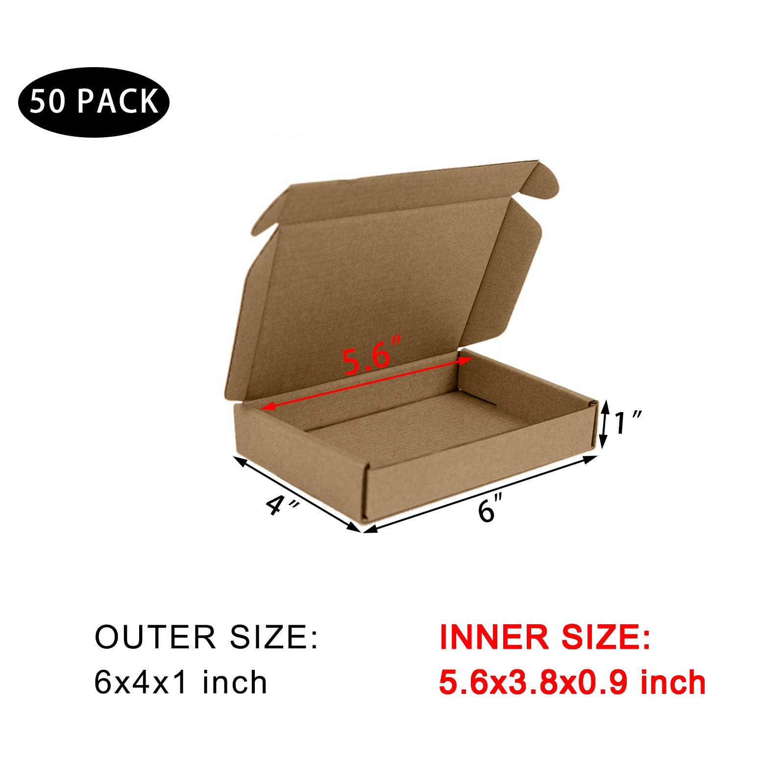 50 Pack 6x4x1 Inches Small Shipping Boxes, Brown Corrugated Cardboard Boxes, …