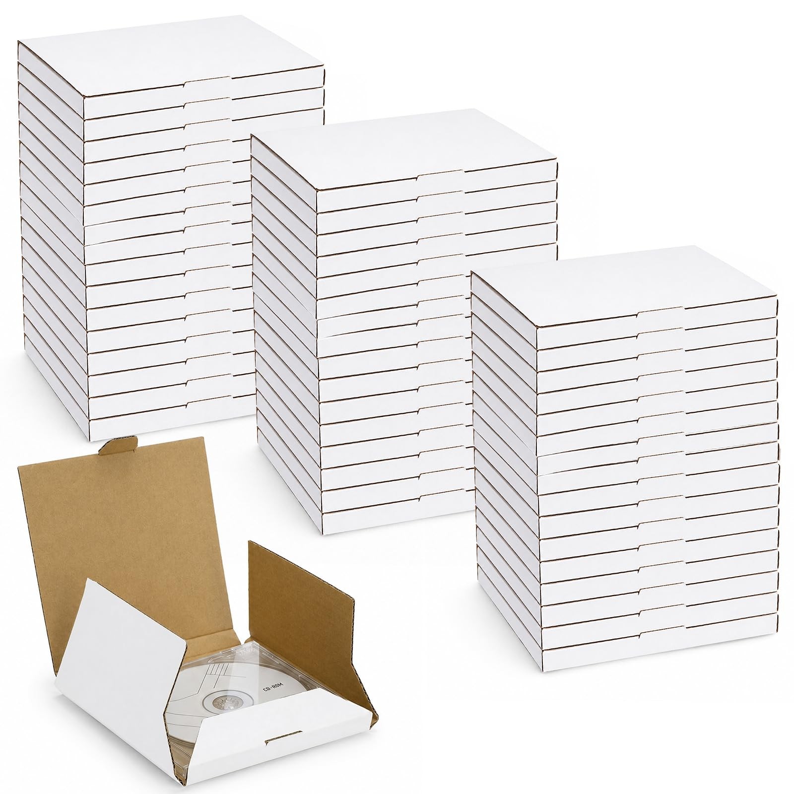 50 PCS 5 5/8″L× 5″W ×7/16″H CD Mailer Box, White CD Shipping Boxes Cardboard Box