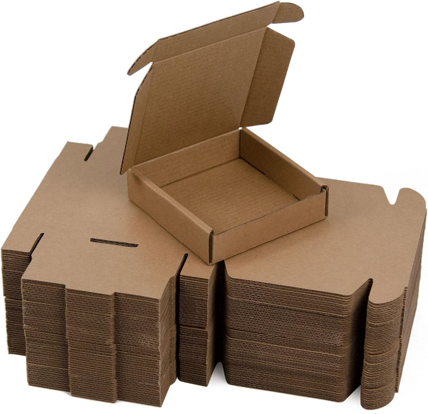 50 Pack 4x4x2, 6x4x1, 4x4x1 Small Shipping Boxes White or Brown Corrugated Box