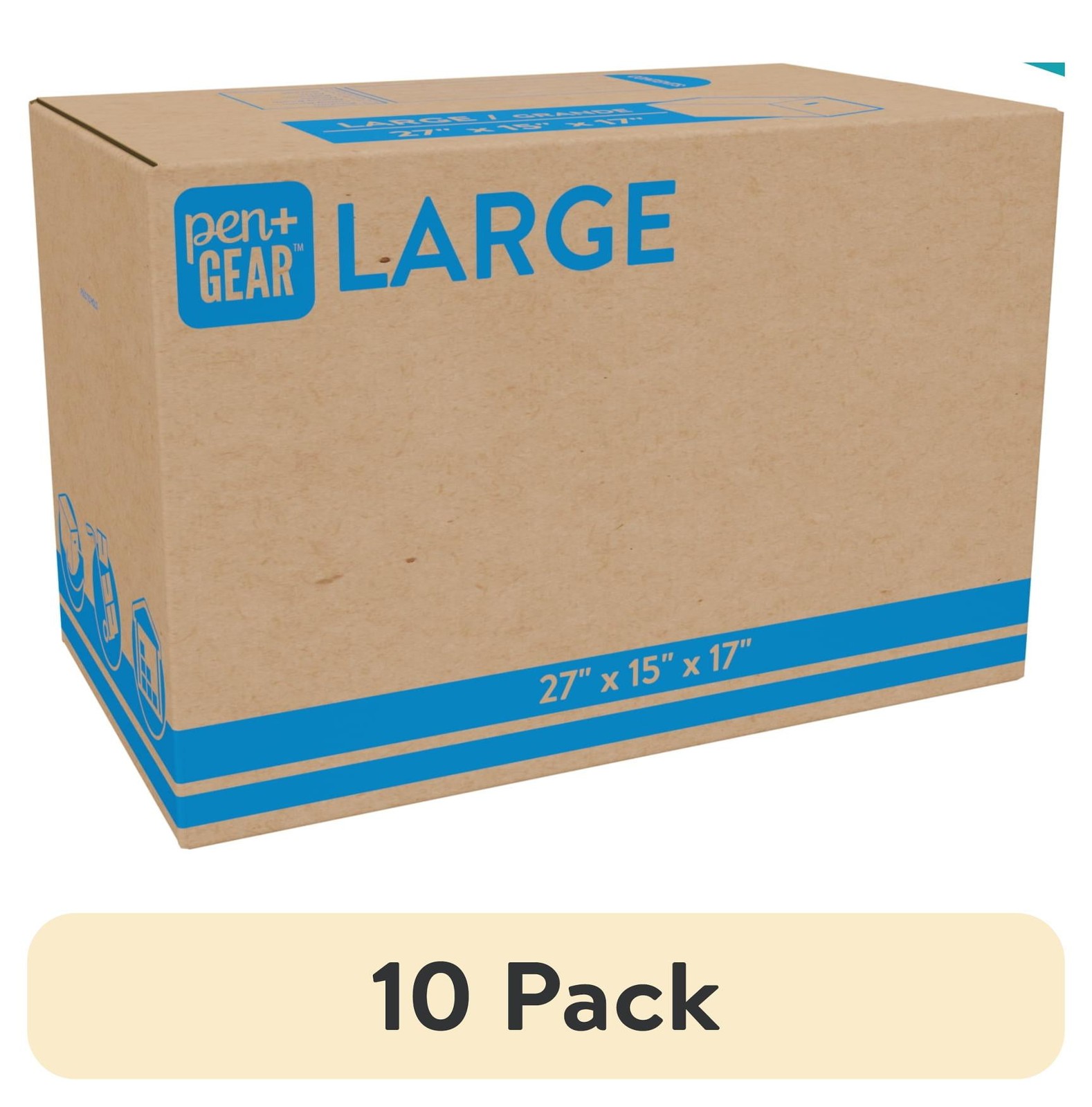(10 Pack) Pen+Gear Large Moving Boxes 27Lx15Wx17H Kraft Sturdy Packing Storage