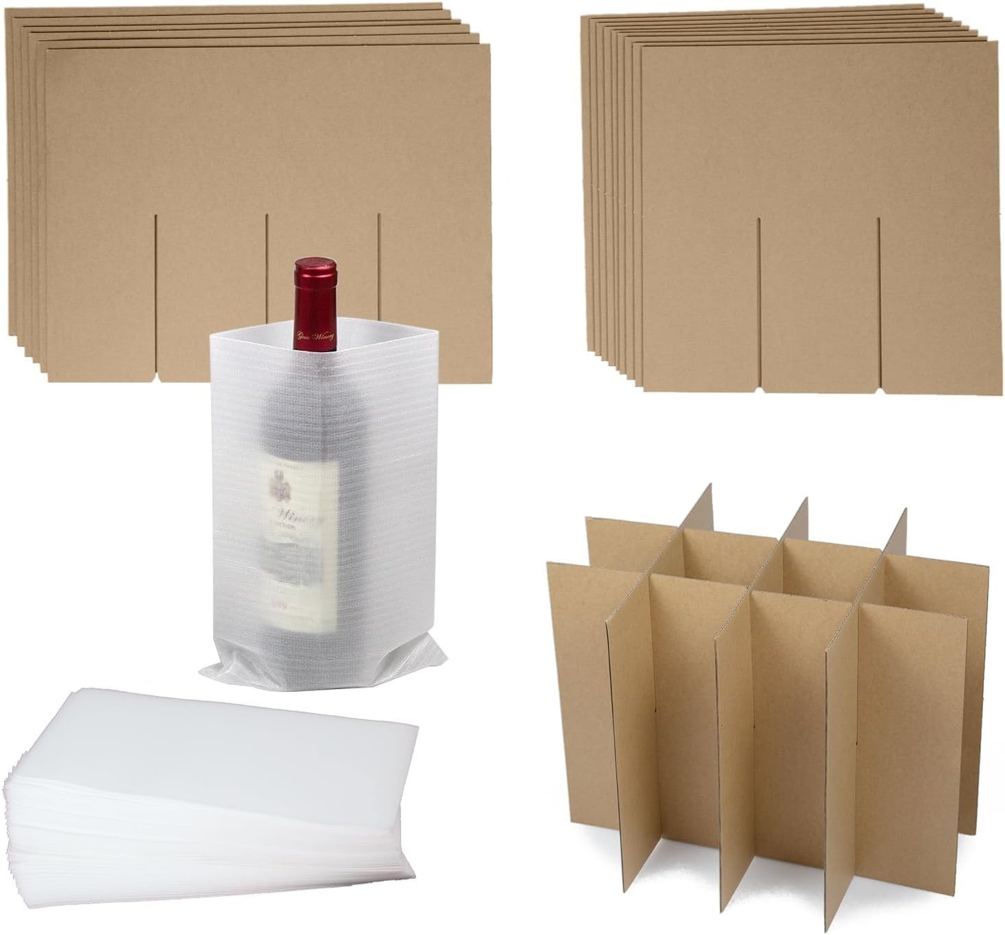 Durable Cardboard Glass Divider Kits with Foam Inserts – 3 Set Packing Solution