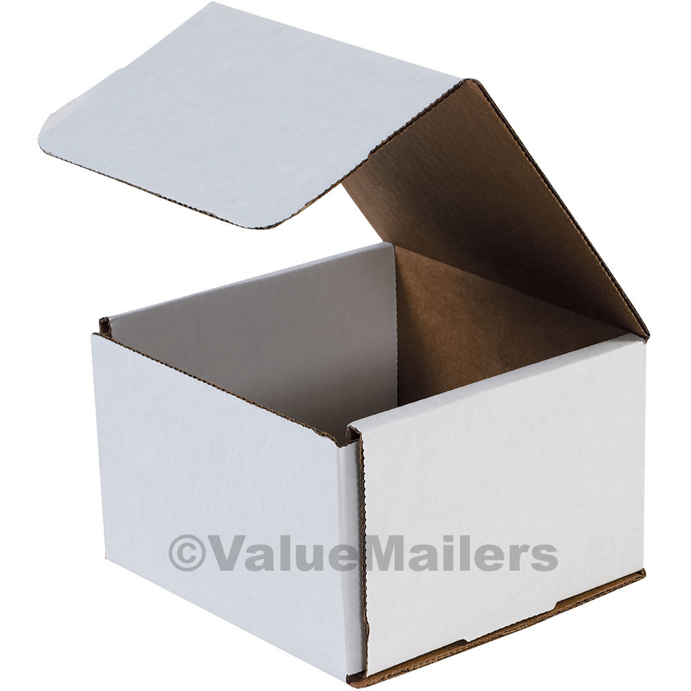 100 – 7x7x6 White Corrugated Shipping Packing Moving Box Boxes Mailers