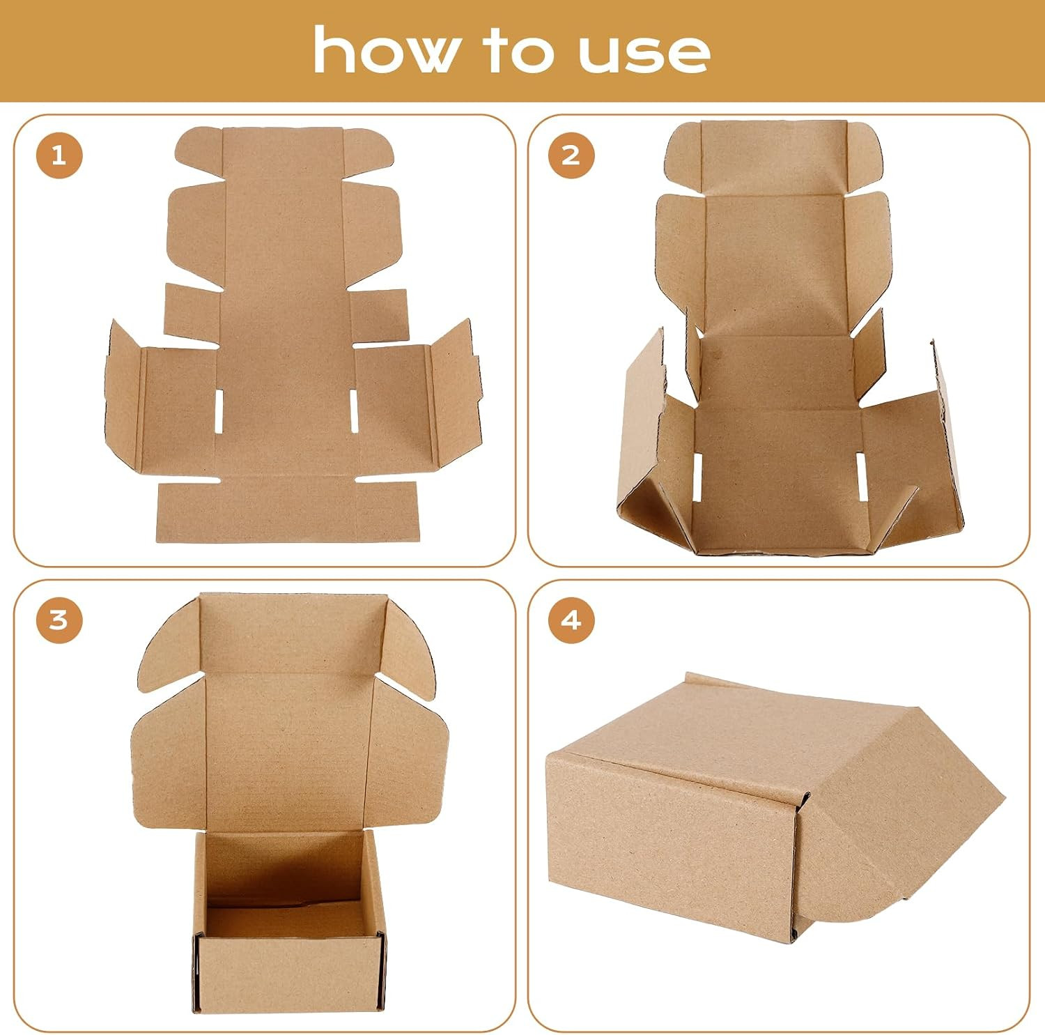 4X4X2 Inch Shipping Boxes Set of 100, Brown Corrugated Cardboard Mailer Boxes