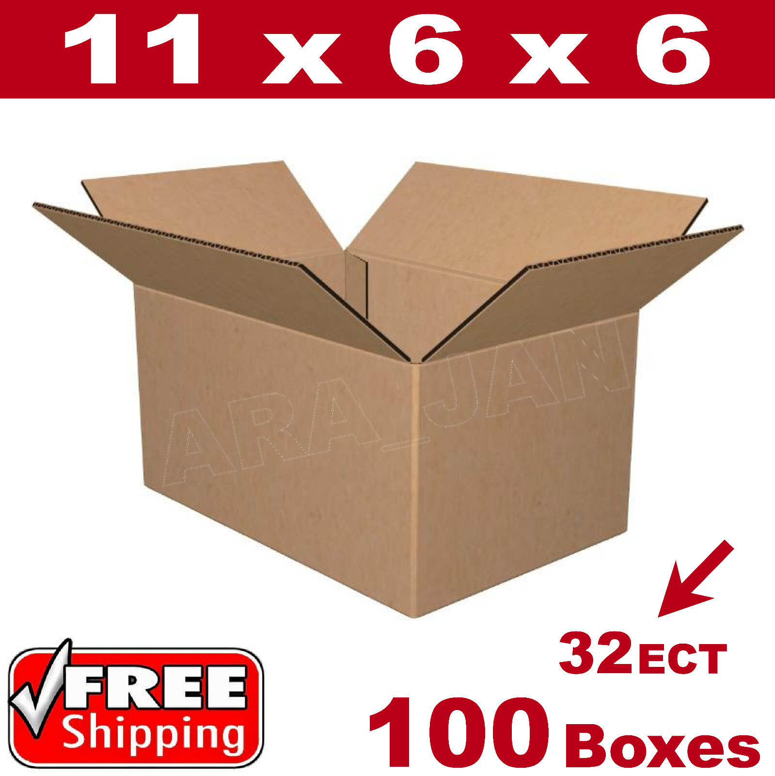 100- 11x6x6 Cardboard Boxes Mailing Packing Shipping Box 32ECT Corrugated Carton
