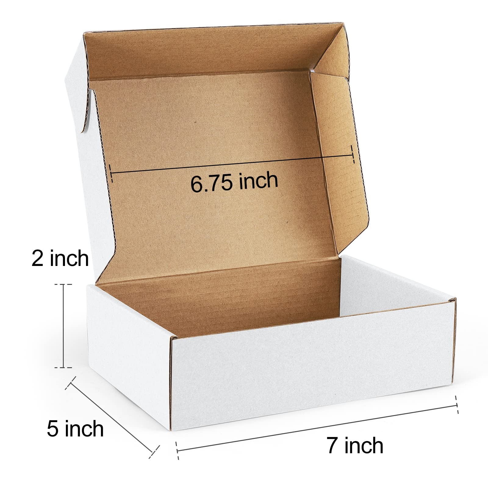 Shipping Boxes 7x5x2 inches White Small Mailing Boxes 25 Pack Cardboard Corrugat