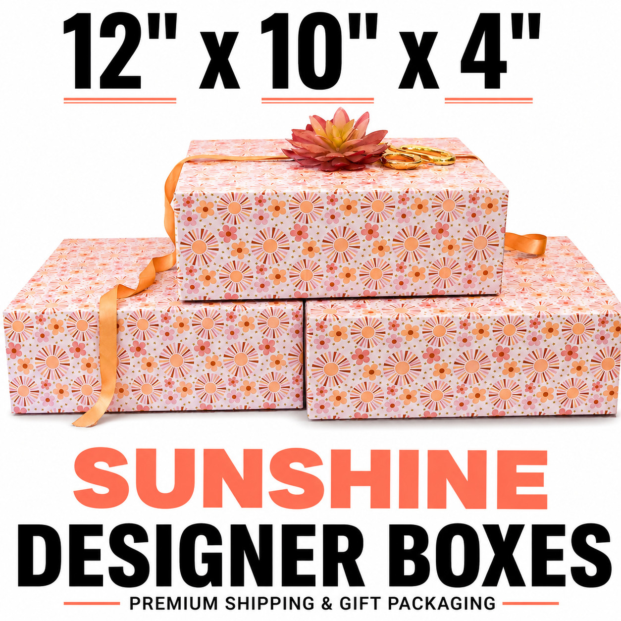 12x10x4 Sunshine Designer Shipping Boxes Pink Floral Gift Mailer Box