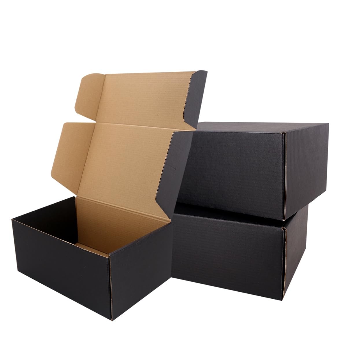 12″x9″x4″Shipping Boxes,5Pcs Black Corrugated Cardboard Boxes.