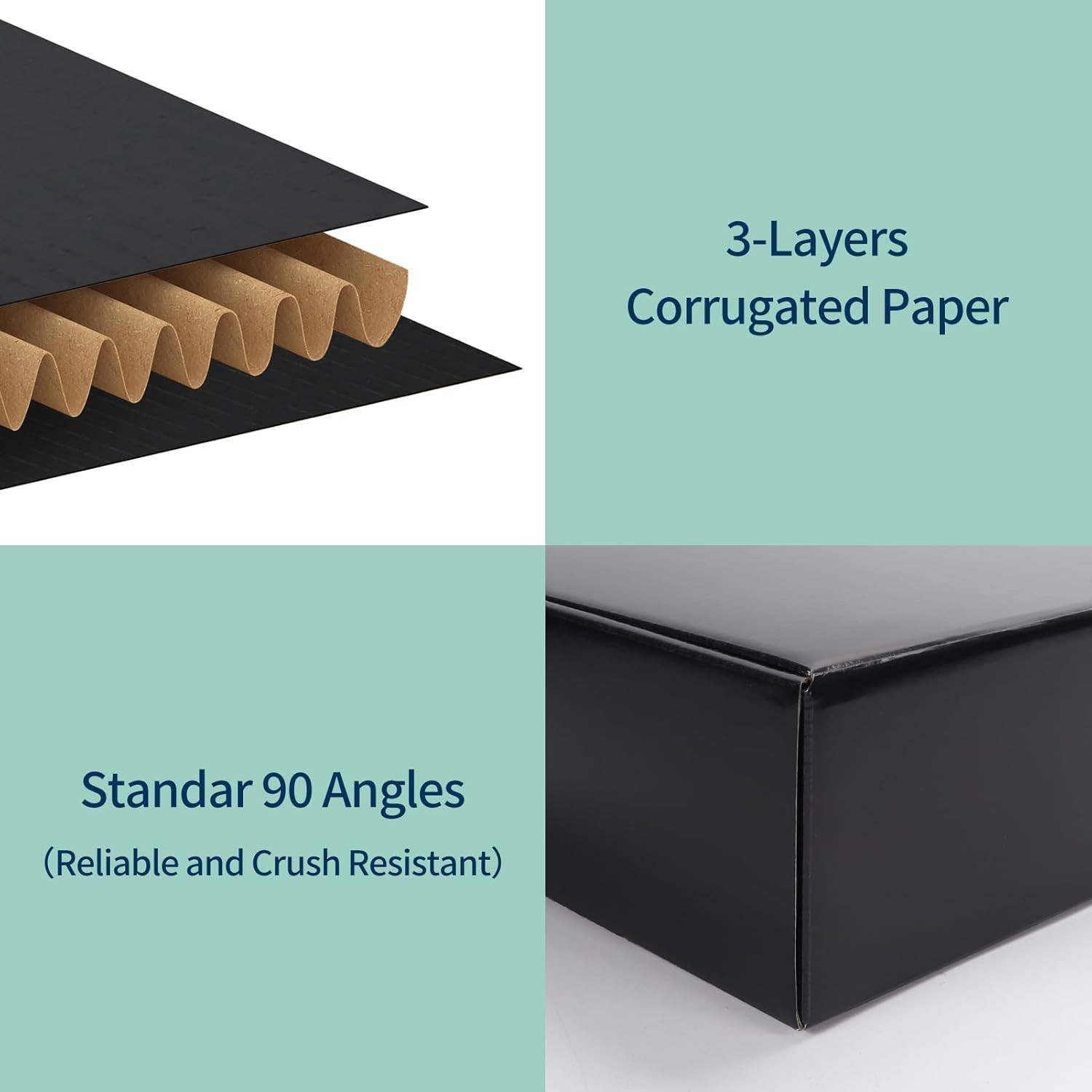 12x9x4 Black Shipping Boxes 20 Pack, Large Cardboard Mailer Boxes for Small B…