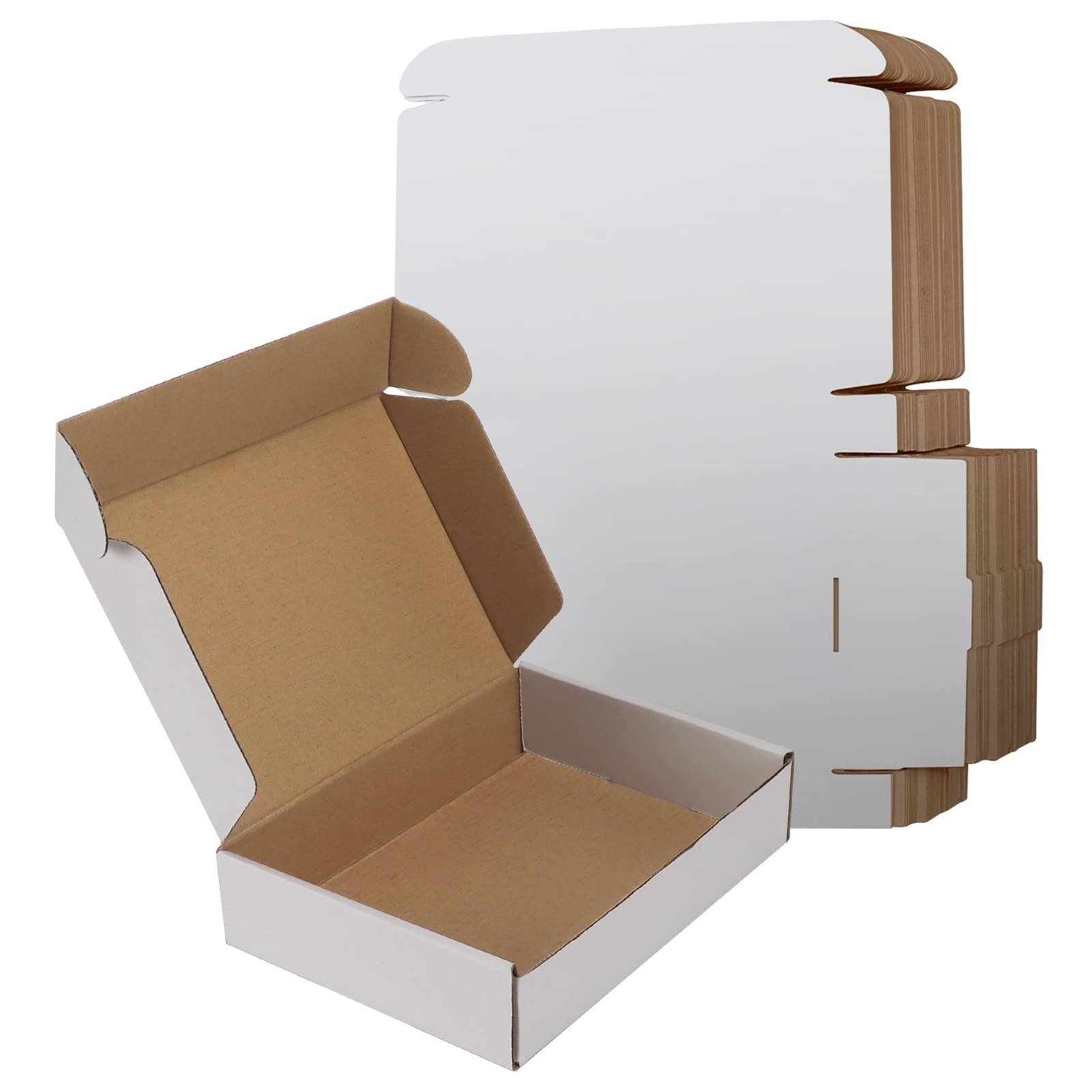 9x6x2 Inches Shipping Boxes Set of 25, White Small Corrugated Cardboard Box