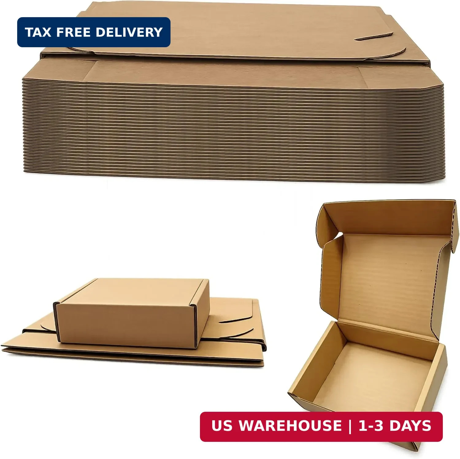 9x6x2 Inch 50 Pack Shipping Boxes, Snugglestone Brown Kraft Corrugated Mailer Bo