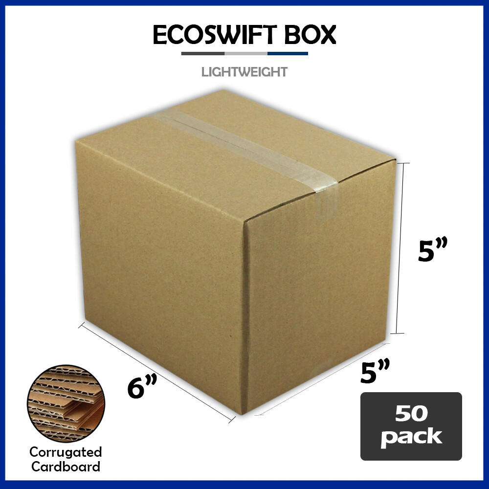50 6x5x5 “EcoSwift” Brand Cardboard Box Packing Mailing Shipping Corrugated