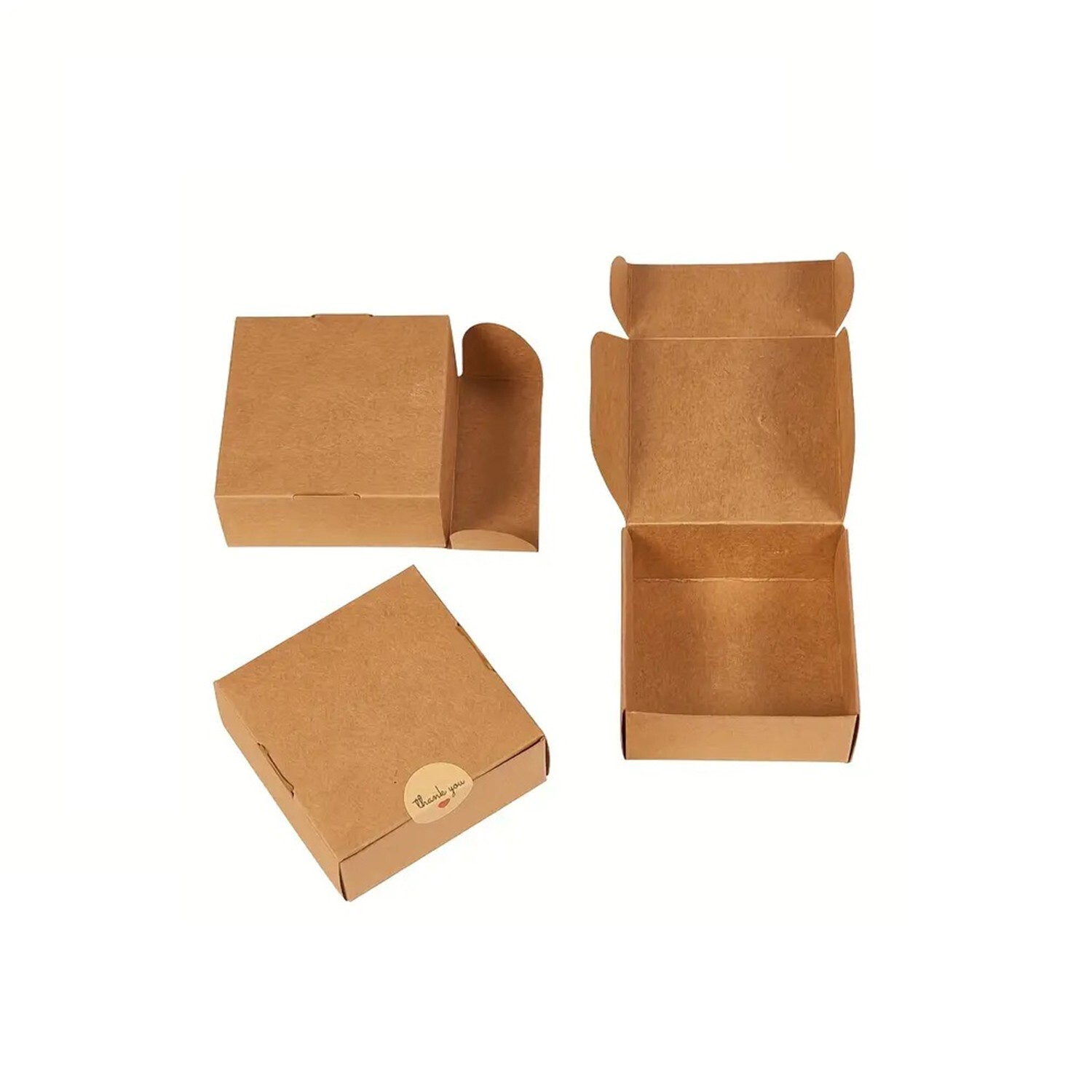 3.34″ x 3.34″ x 1.37″ Kraft Paper Box Folding Box Square Jewelry Craft Gift Box