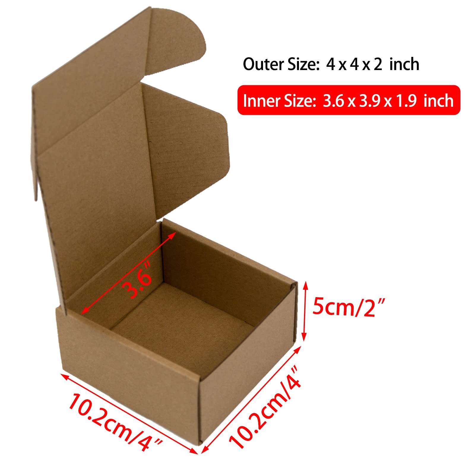 4x4x2 Inches Shipping Boxes Pack of 25, Brown Corrugated Cardboard Boxes for …