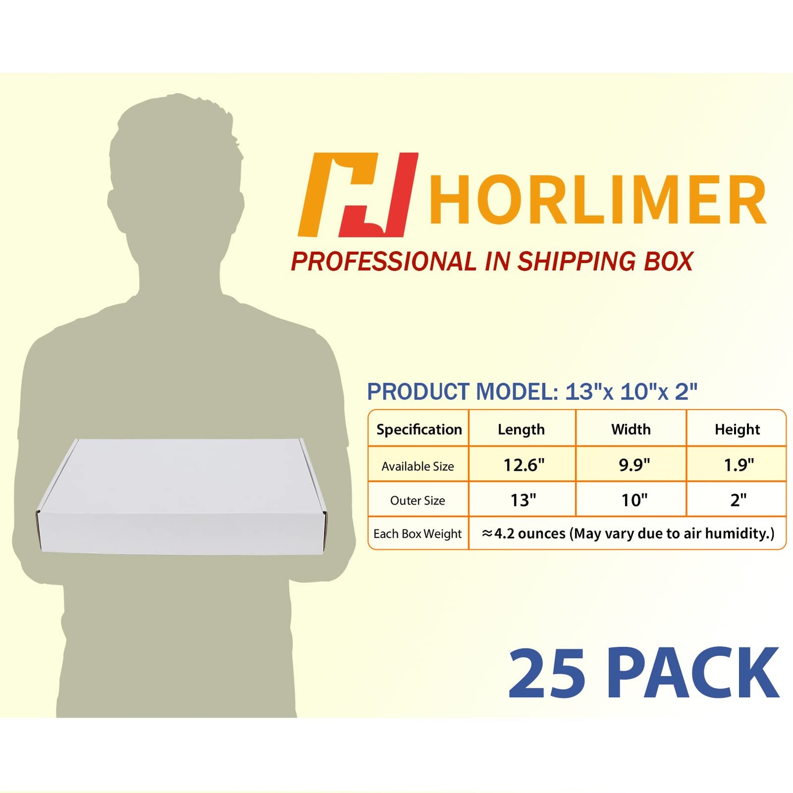 13x10x2 inches Shipping Boxes Set of 25, White Corrugated Cardboard Box Liter…