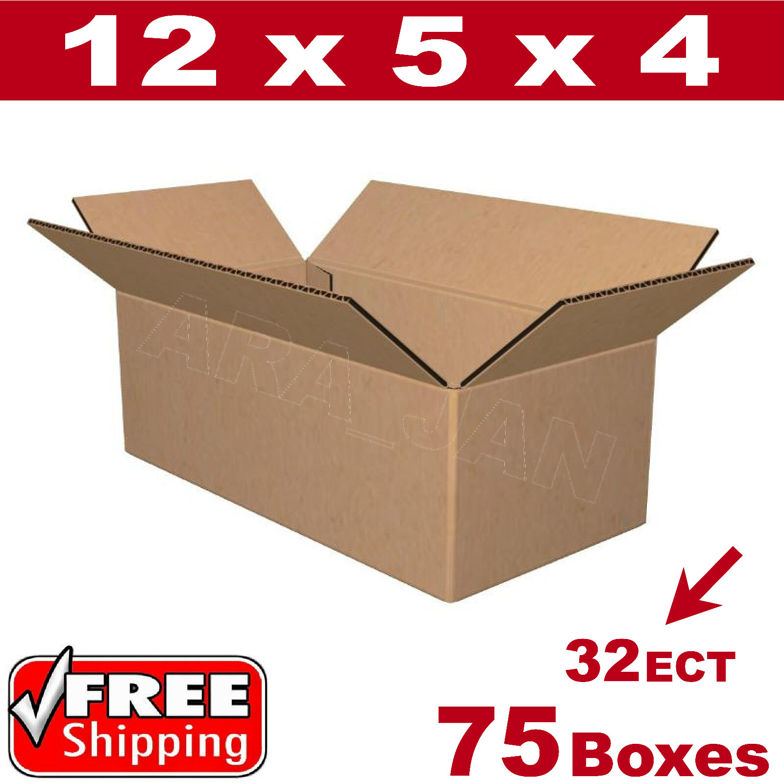 75 – 12x5x4 Cardboard Boxes Mailing Packing Shipping Box 32ECT Corrugated Carton