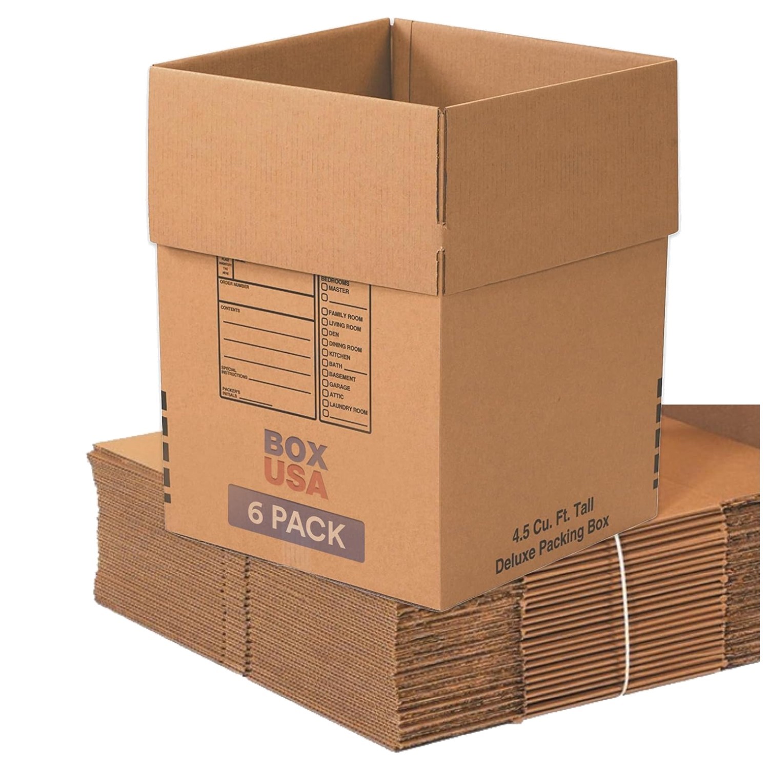 6-Pack Moving Boxes – Heavy Duty Corrugated