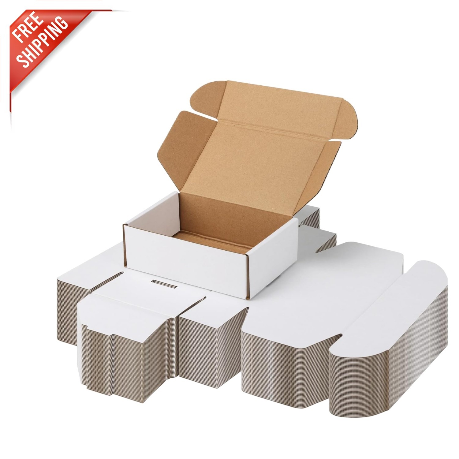 Space-Saving 25 Pack White Corrugated Shipping Boxes 8x6x2 Inch – Easy to Store