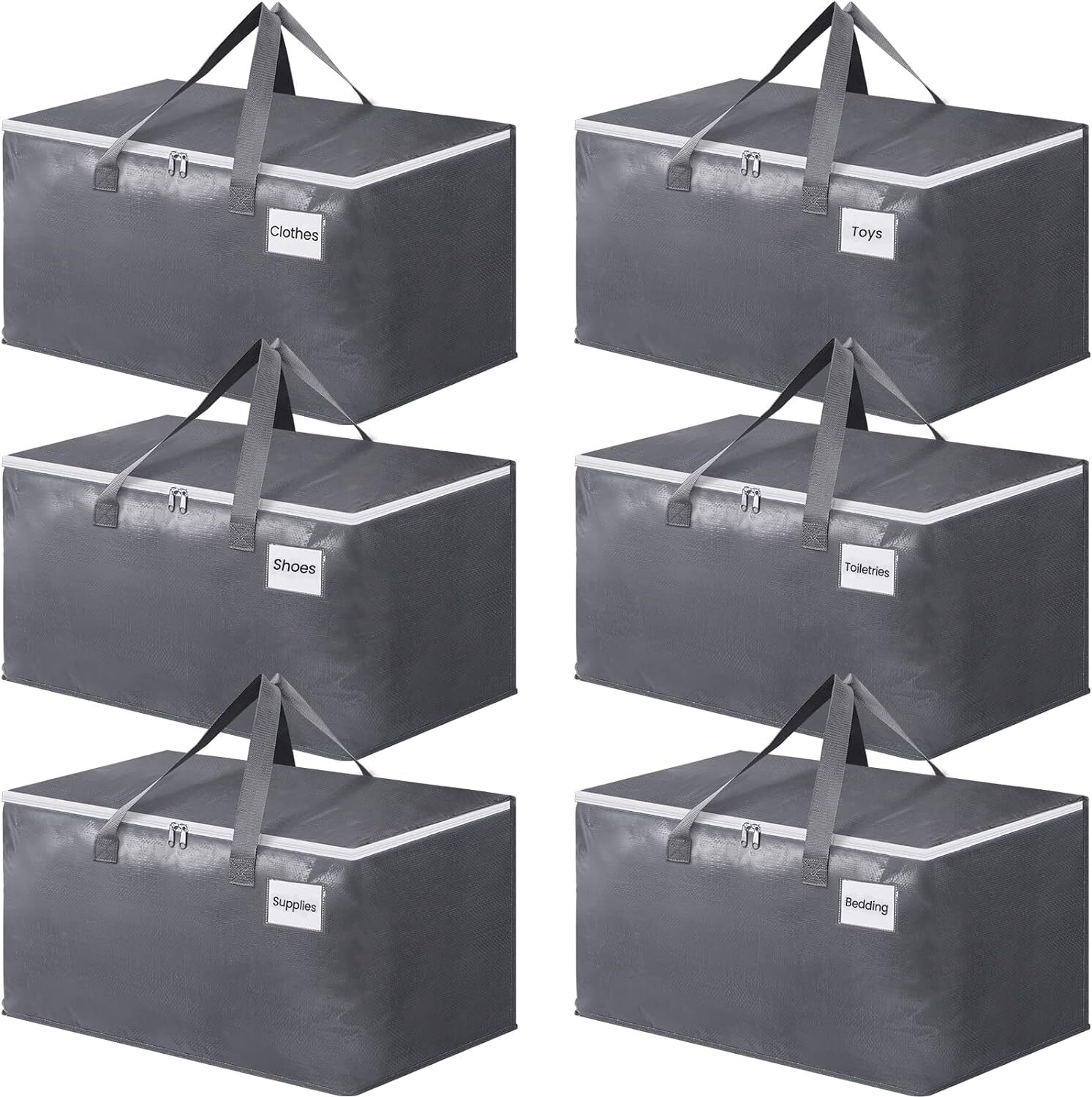 BlissTotes Large Moving Boxes and with Zippers & Handles 93L, White