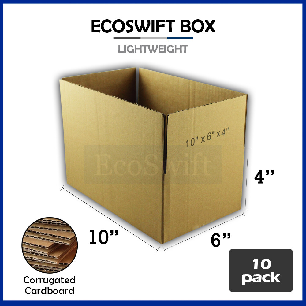 10 10x6x4 EcoSwift Cardboard Packing Moving Shipping Boxes Corrugated Box Carton
