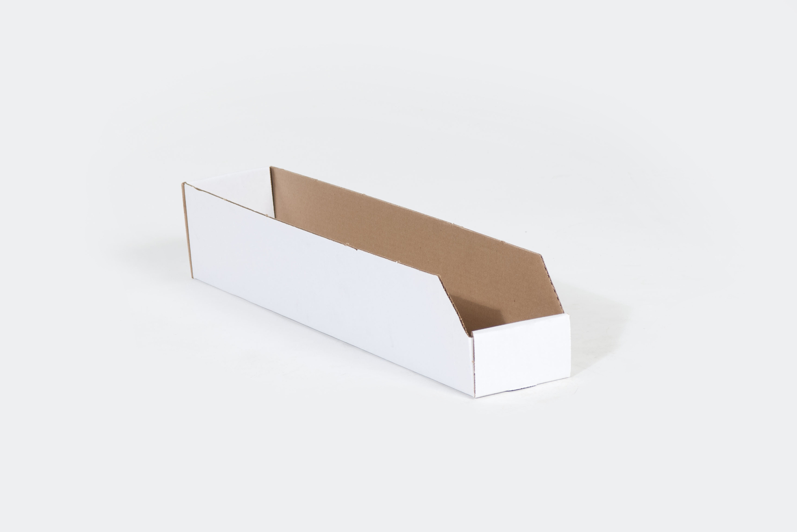 4 x 12 x 4 1/2″ Open Top Bin Corrugated Box White 50 Pack
