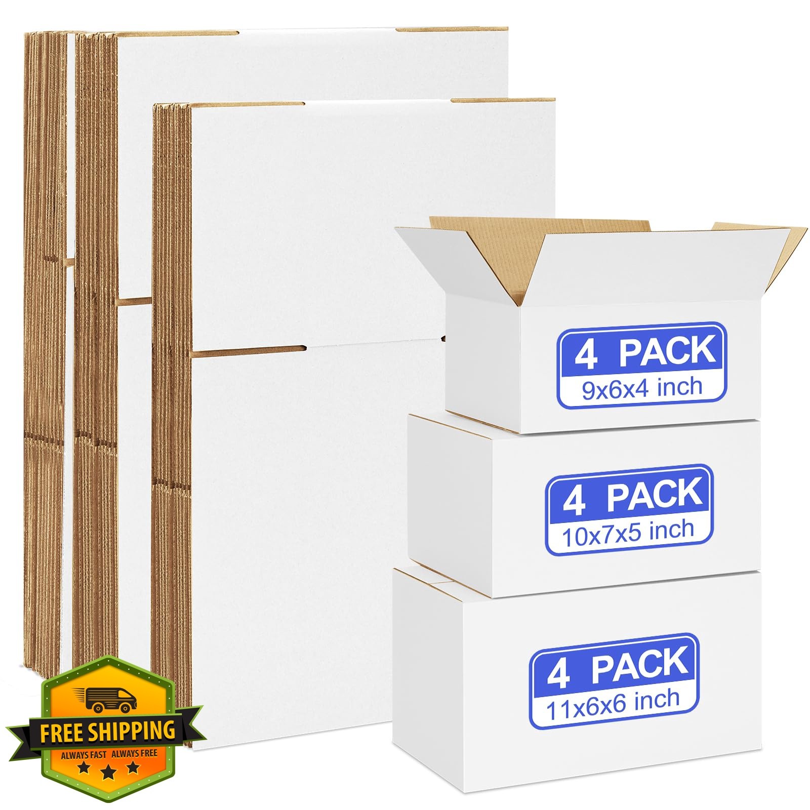 Eupako 12 Pack Boxes 9x6x4, 10x7x5, 11x6x6