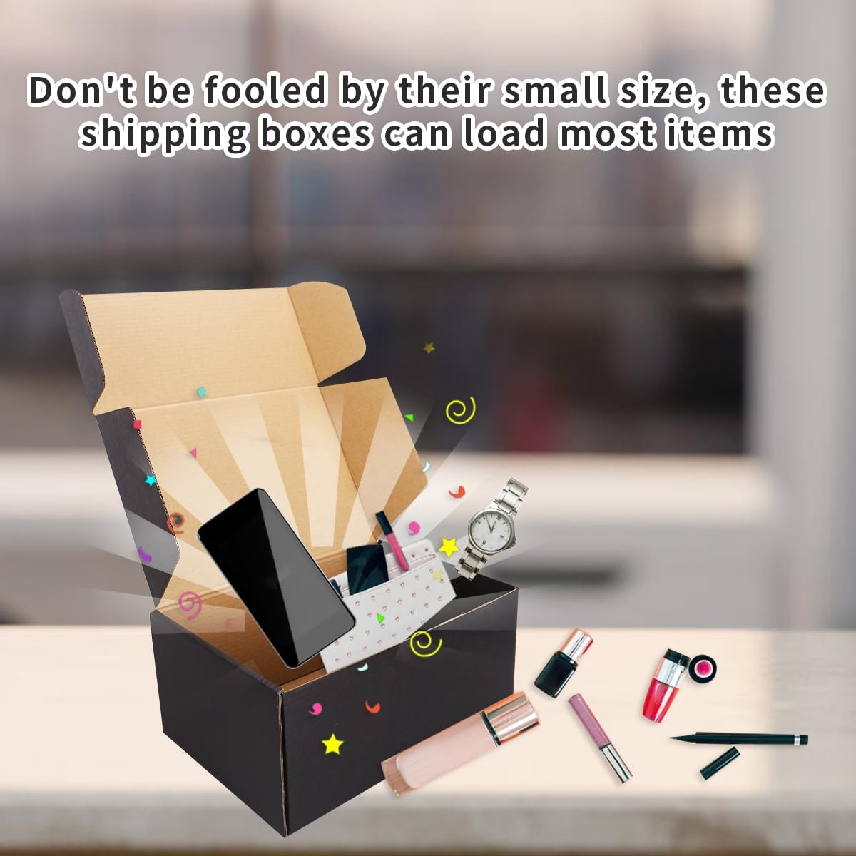 12″x9″x4″Shipping Boxes,5Pcs Black Corrugated Cardboard Boxes.
