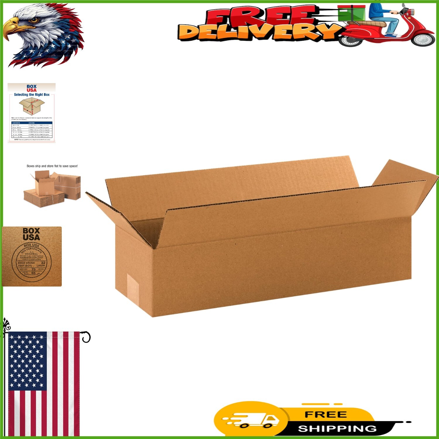 18″L x 6″W x 4″H Shipping Boxes for Long Items – Pack of 25, Recyclable Solution
