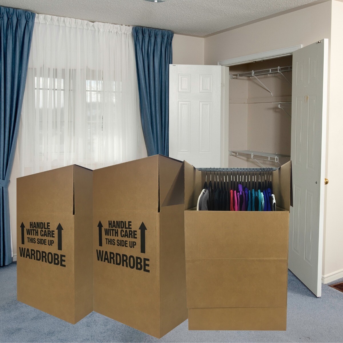 UBMOVE Space Savers Wardrobe Moving Boxes With Hanger 20″ x 20″ x 34″ (3 Pack)
