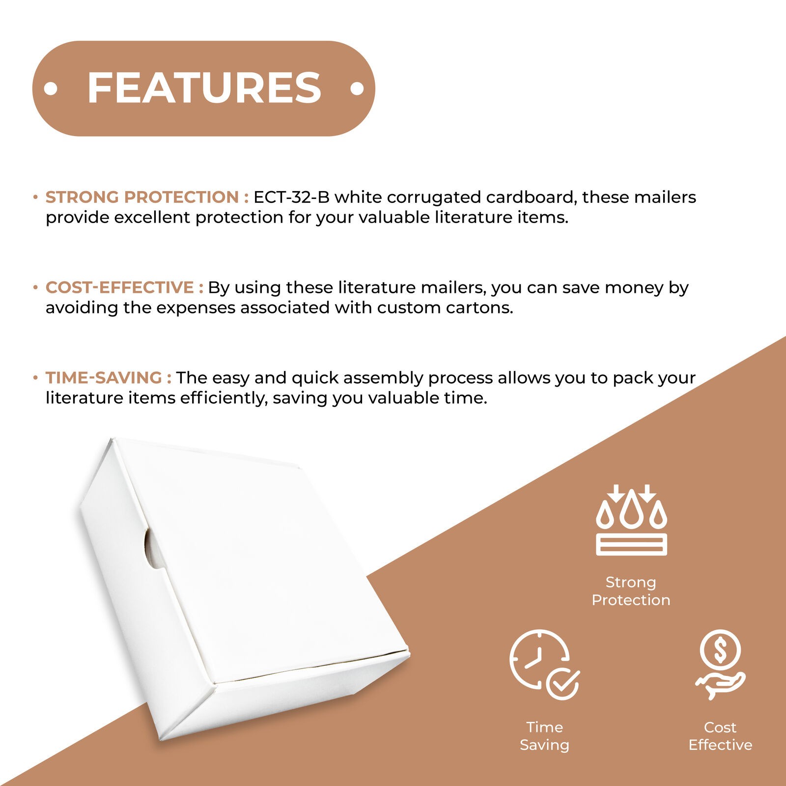 12 x 9 x 3″ White Literature Mailers ECT-32B 50/Case