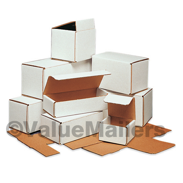100 6 1/2 x 4 1/2 x 2 1/2 White Corrugated Shipping Packing Box Boxes Mailers