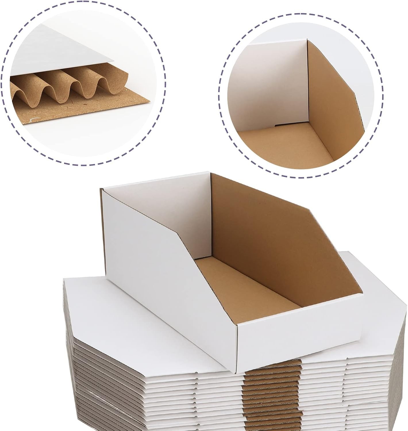 Versatile 35 Corrugated Bins – 12x6x4.5 Inch Organizers for Home & Office