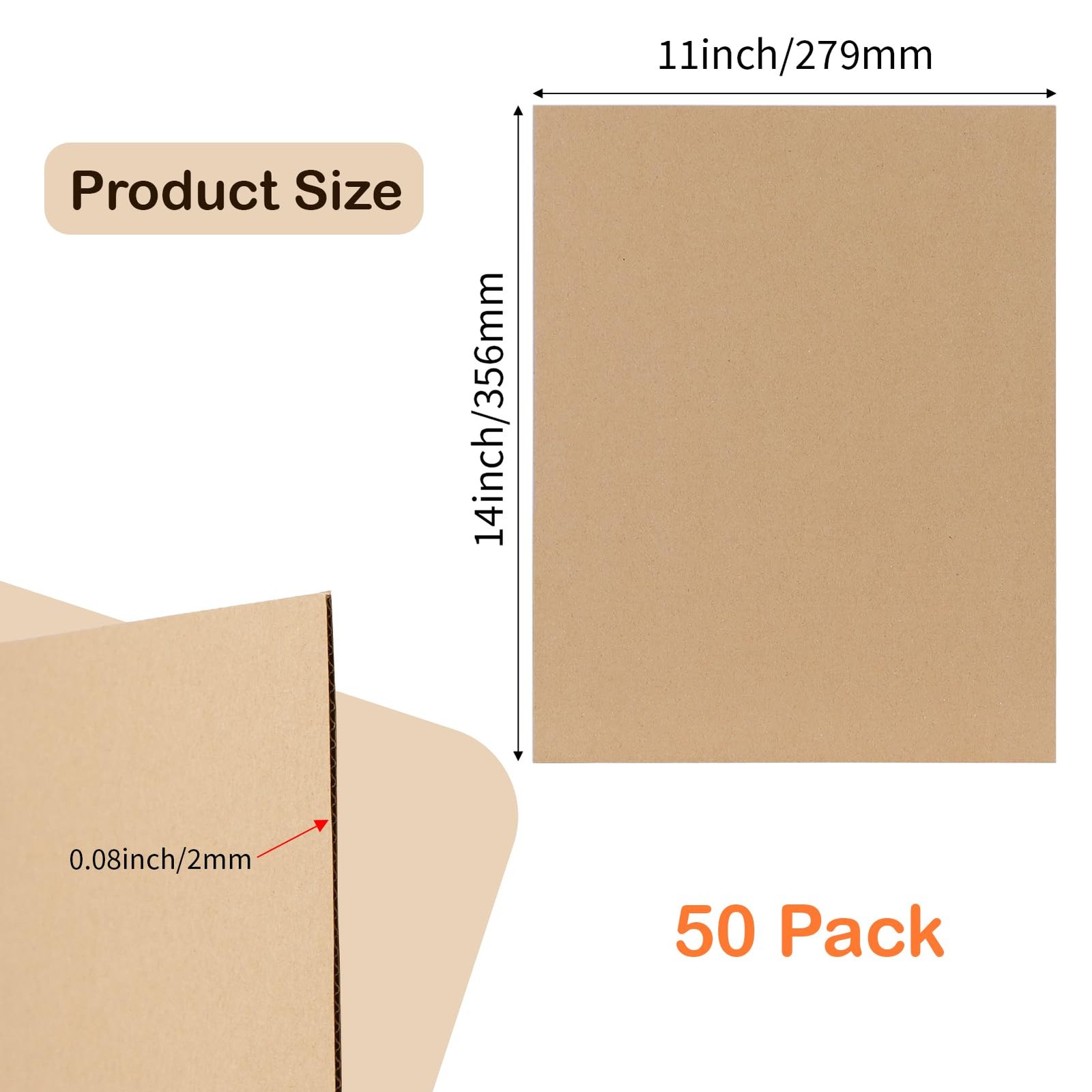 50 PCS Brown Corrugated Cardboard Sheets 11×14 Inch Flat Packing Mail Dividers