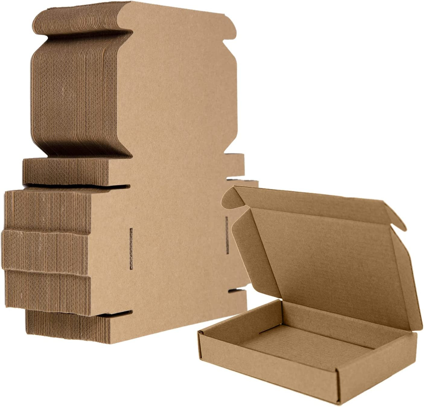 50 Pack 4x4x2, 6x4x1, 4x4x1 Small Shipping Boxes White or Brown Corrugated Box