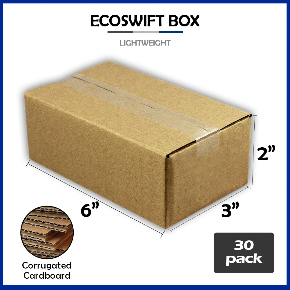 30 6x3x2 “EcoSwift” Brand Cardboard Box Packing Mailing Shipping Corrugated