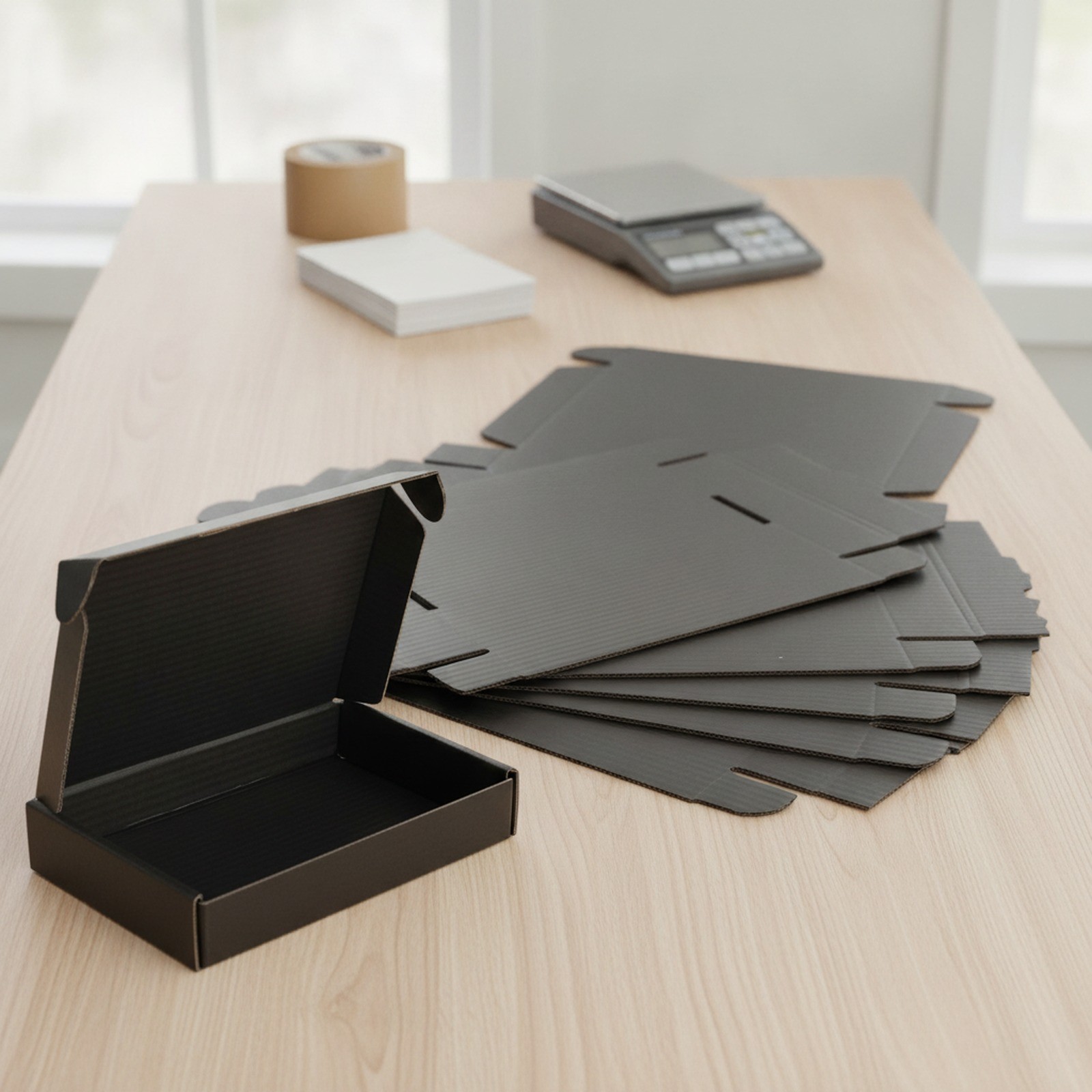 50 Pack Black Corrugated Cardboard Mailer Boxes, 6x4x1 in, Easy Assemble