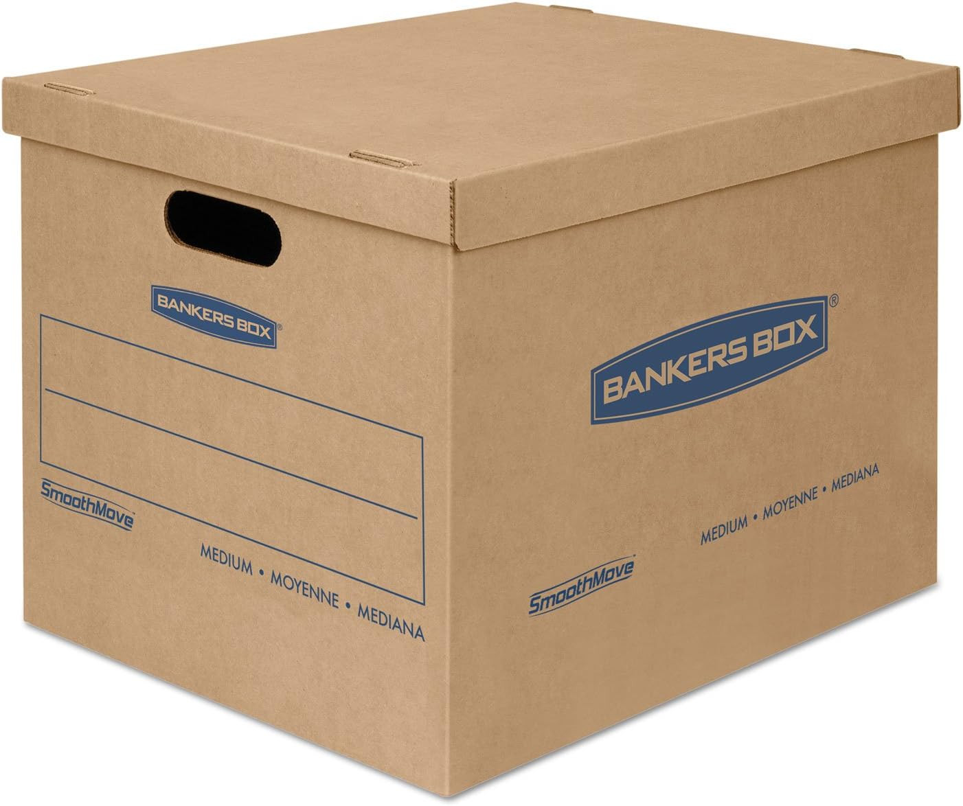Small Classic Moving Box, 20-Pack, Reinforced Handles, Tape-Free Assembly, 15 X