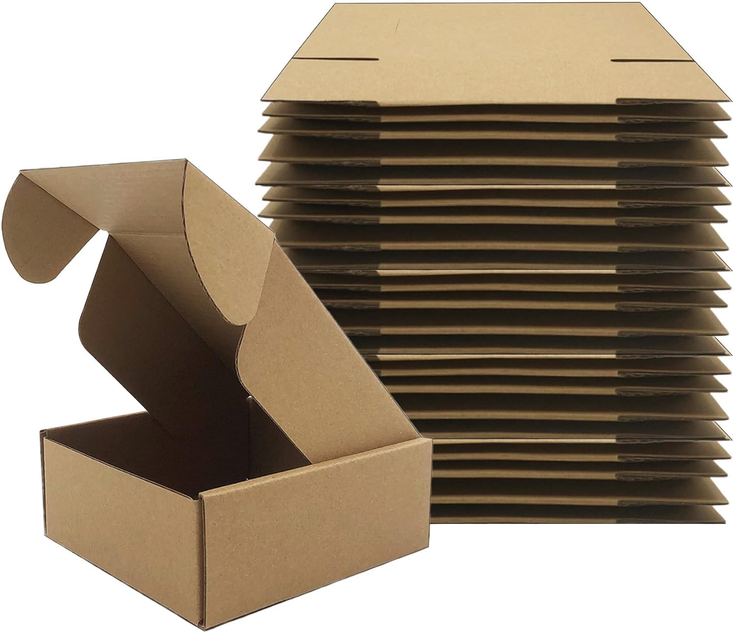 5X5X2 Inches Shipping Boxes Set of 25, Brown Corrugated Mailing Cardboard Box Li