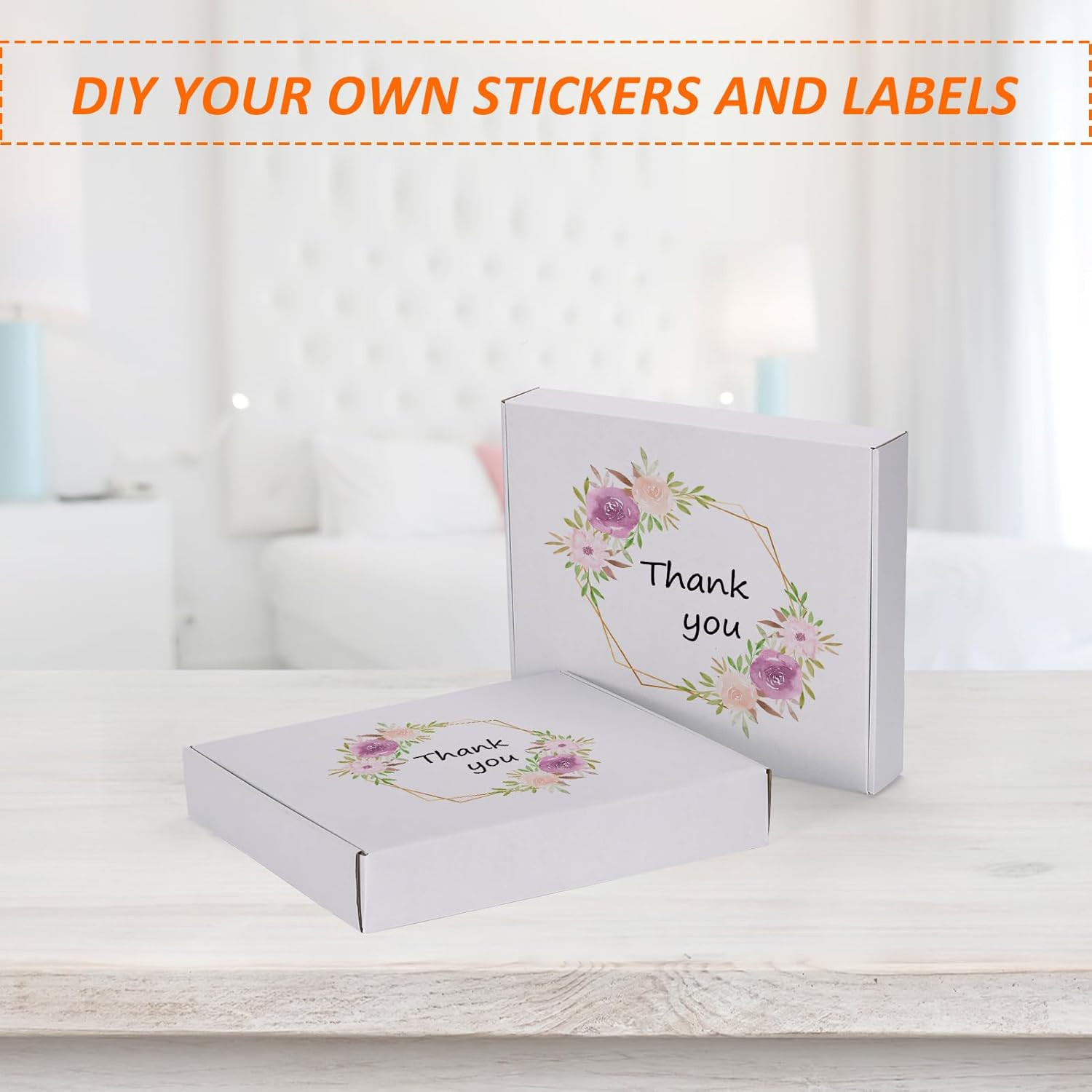 12X10X2 Inches Shipping Boxes Set of 25, White Corrugated Cardboard