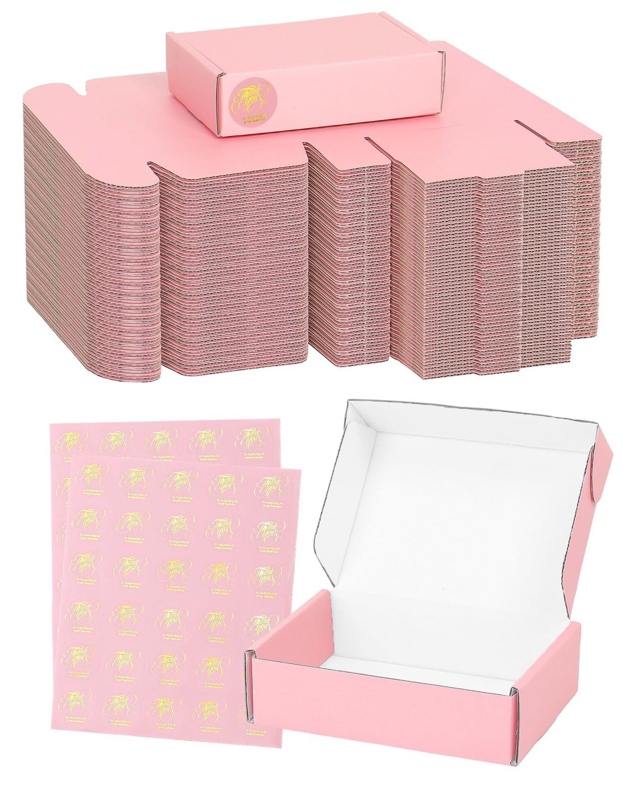 Small Pink Shipping Boxes, 6x4x1.6 Inch Cute Mailer Packaging Boxes for Gift,…
