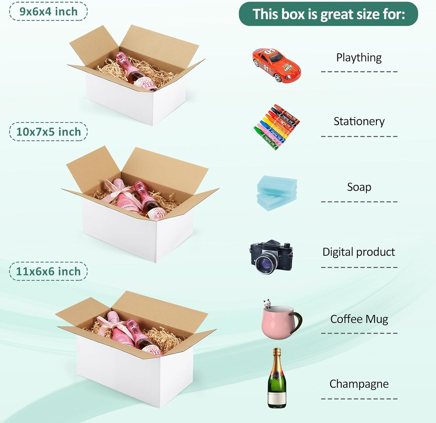 30 Pack Small Shipping Boxes Assorted Sizes, White Corrugated Box Mailers, 9X6X4