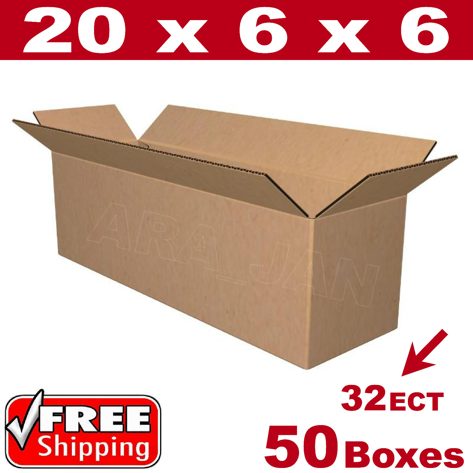 50 – 20x6x6 Cardboard Boxes Mailing Packing Shipping Box Corrugated Carton
