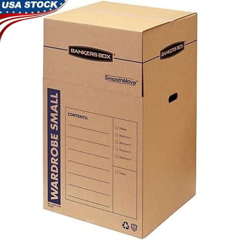 Heavy Duty Cardboard Moving Boxes W/ Metal Hanging Bars Clothes & Bulky Items US
