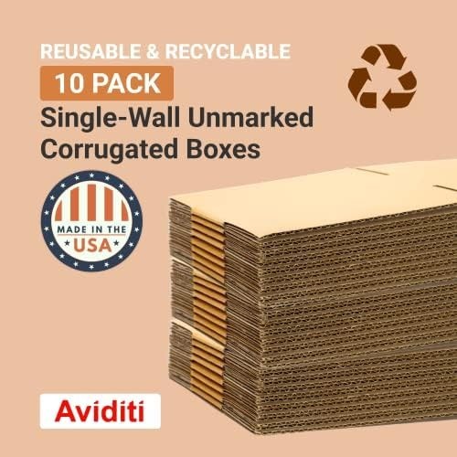 Durable Corrugated Shipping Boxes – 10-Pack 24″L x 16″W x 12″H for Safe Storage