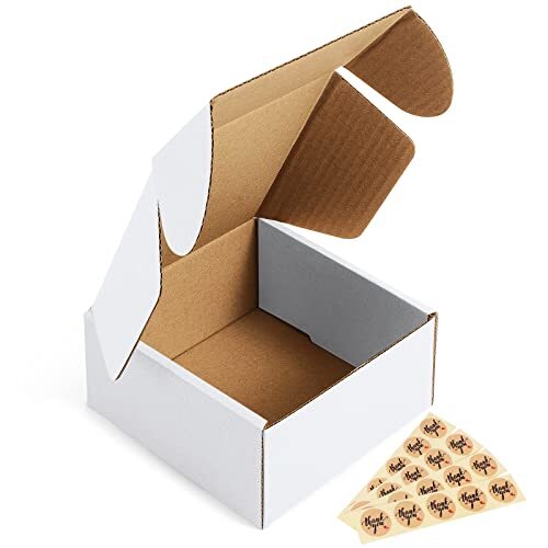 4X4X2″ Corrugated Box Mailers 50 Pack White Cardboard Small Shipping Boxes