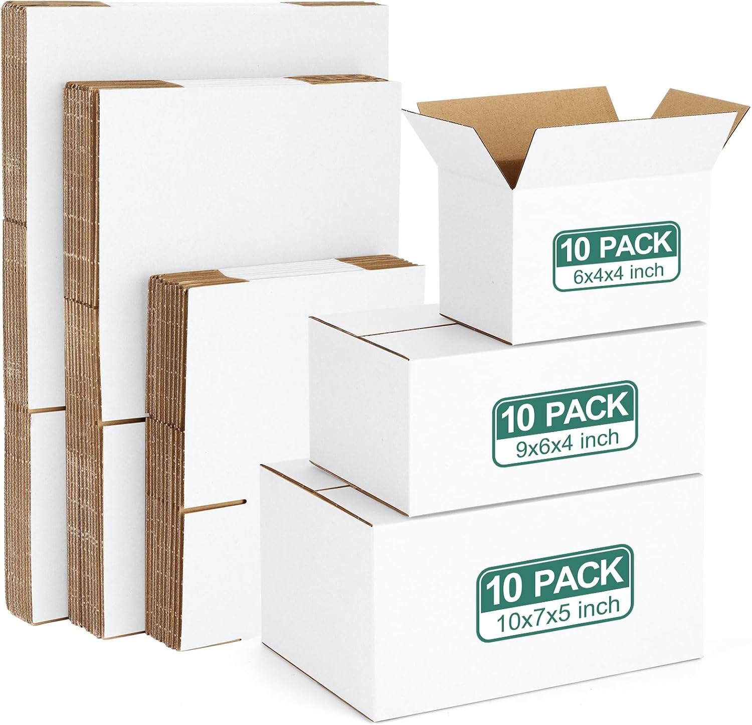 Small Corrugated Shipping Boxes 30 Pack Assorted Sizes White Mailers