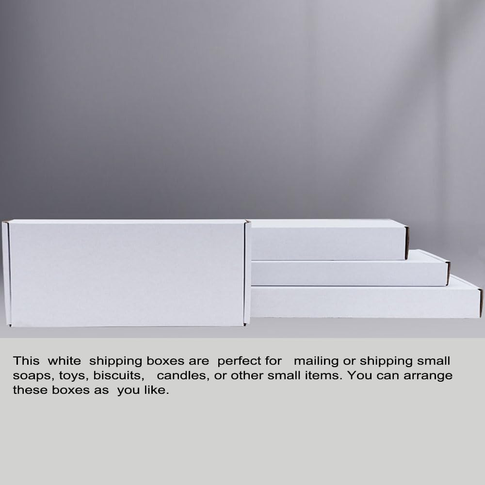 7X5X1.5 Inch White Shipping Boxes 50 Pack, Small Corrugated Cardboard Mailer Box