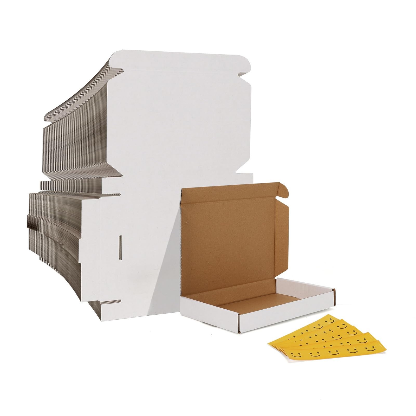 HORLIMER 7x5x1 Shipping Boxes Set of 100, White Corrugated Cardboard Mailer B…